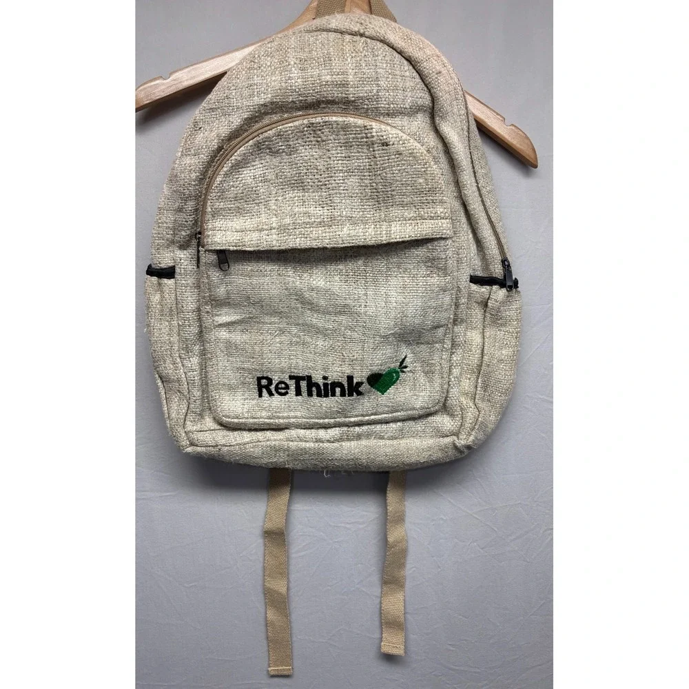 HEMP Backpack Eco-Friendly ReThink‎ Himalayan Beige Rucksack Casual NWOT Hippie